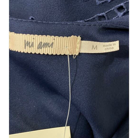 NWT Francesca's Mi Ami Navy Blue Mini Dress Size M Laser Cut Skirt Feminine - Picture 7 of 9